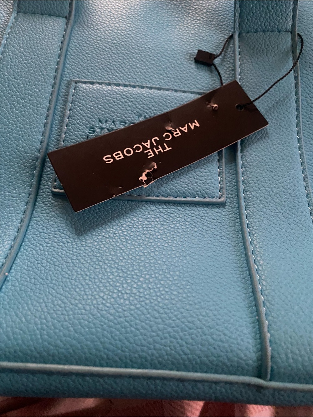 Marc Jacobs Turquoise Blue Pebbled Leather Tote Small/Medium - Picture 3 of 9